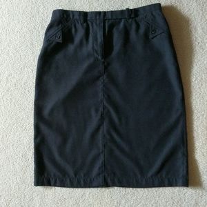 Straight black knee length skirt